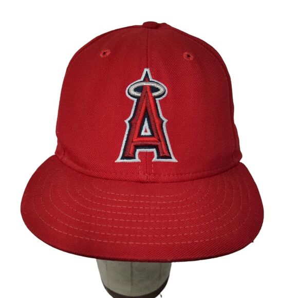 MLB New Era 59Fifty Hat Los Angeles Angels Red Baseball Hat SZ 7 5/8 USA MADE - Picture 1 of 12